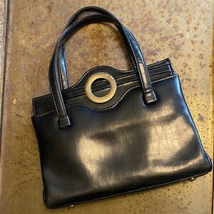 Julia Resnick JR USVTG Black Patent Leather Shoulder Bag w/ Inner Snap Pocket